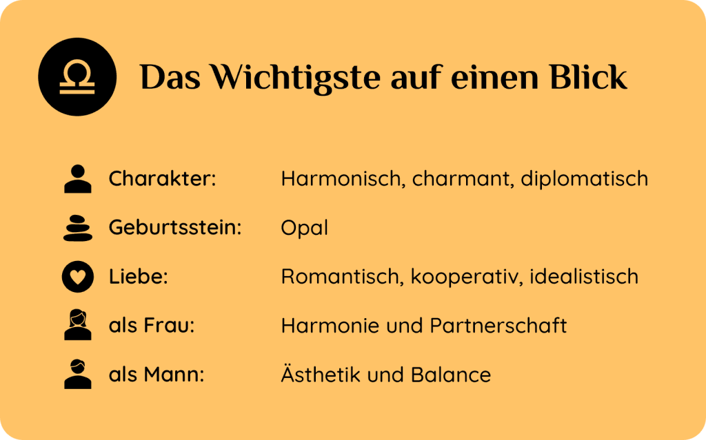 Sternzeichen Waage – Charakter, Geburtsstein, Liebe und typische Merkmale für Frauen und Männer.