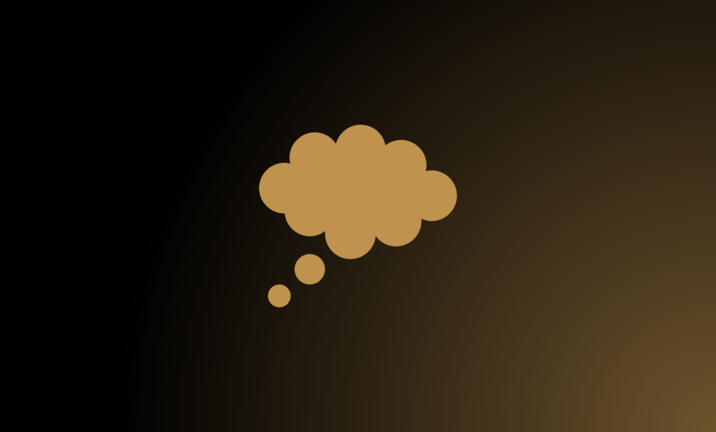 Goldene Gedanken- oder Traumwolke auf dunklem Hintergrund – Symbol für Traumdeutung, Unterbewusstsein und spirituelle Einsicht.